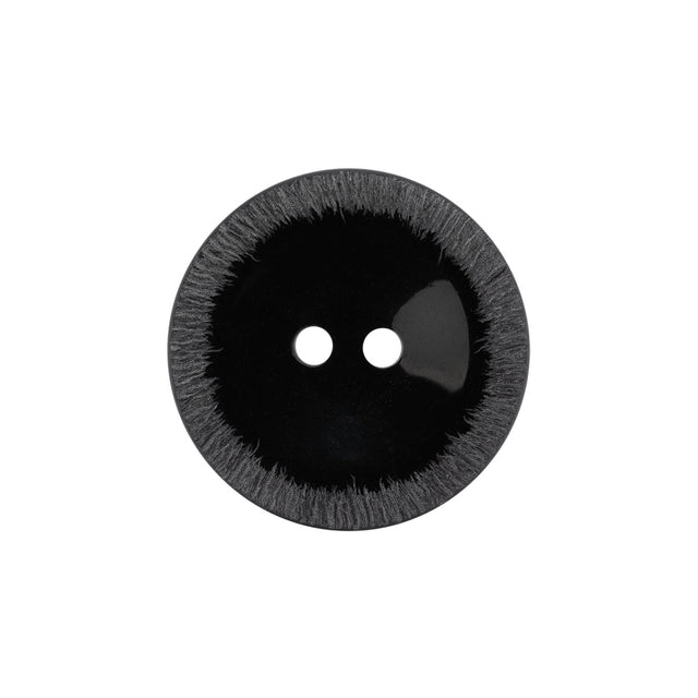 Plastic 2-Hole Button - 35L/22mm - Black Shallow Plate with Etched Rim