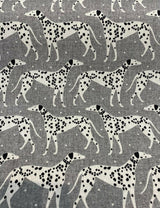 Waverly Dalmatian Dogs Grey Dapper Novogratz Cotton Fabric - Black, Gray, White Dalmatian Dogs, 54" Width (1 Yard)