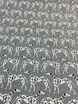 Waverly Dalmatian Dogs Grey Dapper Novogratz Cotton Fabric - Black, Gray, White Dalmatian Dogs, 54" Width (1 Yard)