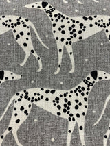 Waverly Dalmatian Dogs Grey Dapper Novogratz Cotton Fabric - Black, Gray, White Dalmatian Dogs, 54" Width (1 Yard)