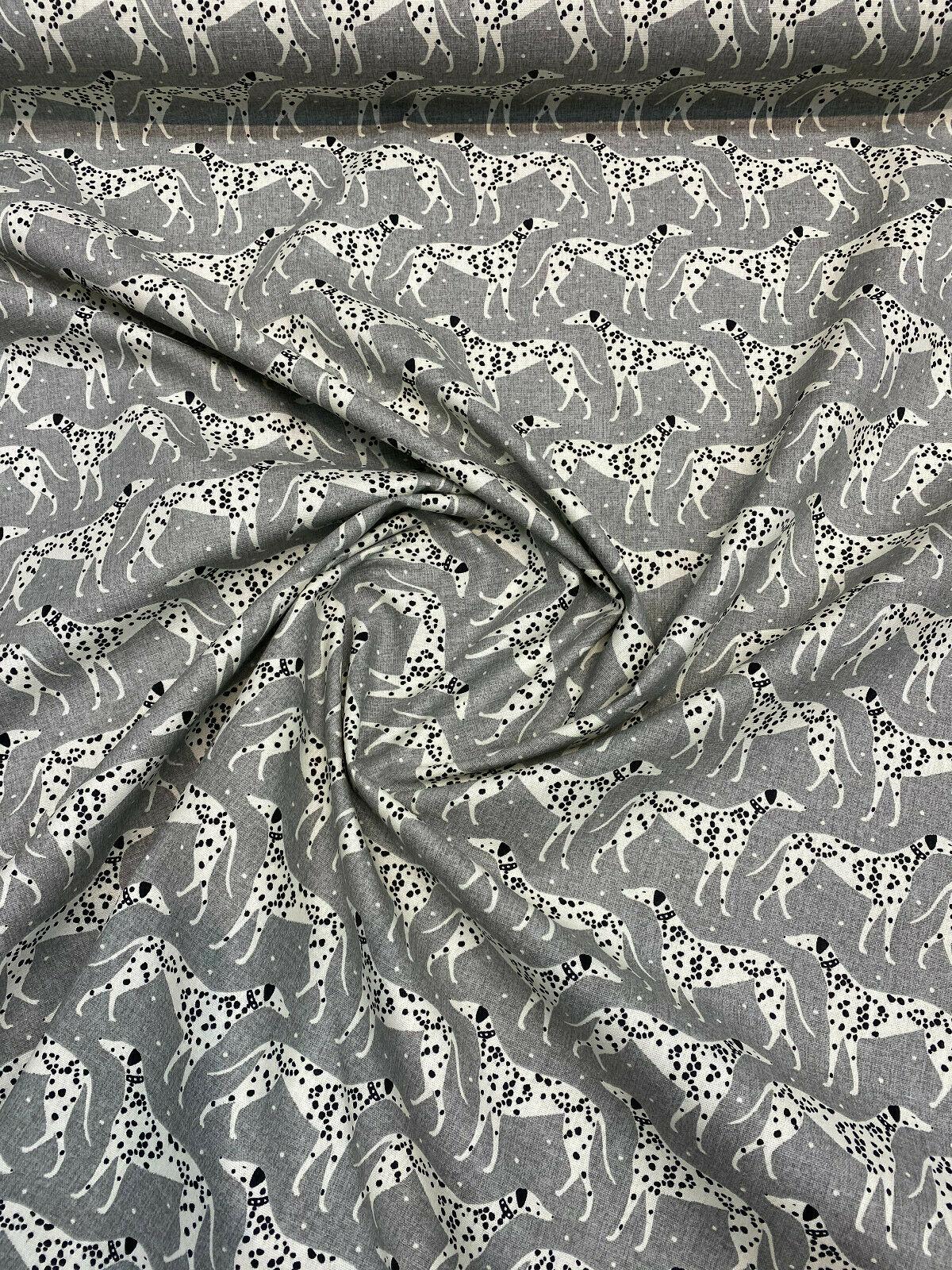 Waverly Dalmatian Dogs Grey Dapper Novogratz Cotton Fabric - Black, Gray, White Dalmatian Dogs, 54" Width (1 Yard)
