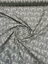 Waverly Dalmatian Dogs Grey Dapper Novogratz Cotton Fabric - Black, Gray, White Dalmatian Dogs, 54" Width (1 Yard)