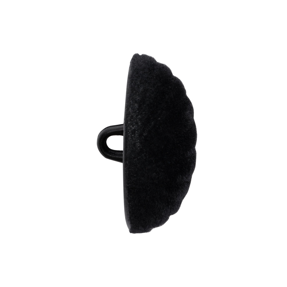 Fabric Covered Shank Back Button - 40L/25.5mm - Black Velvet Radiating Ribs
