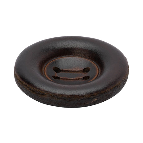 Leather 4-Hole Button - 54L/34mm - Dark Brown Dish Shaped