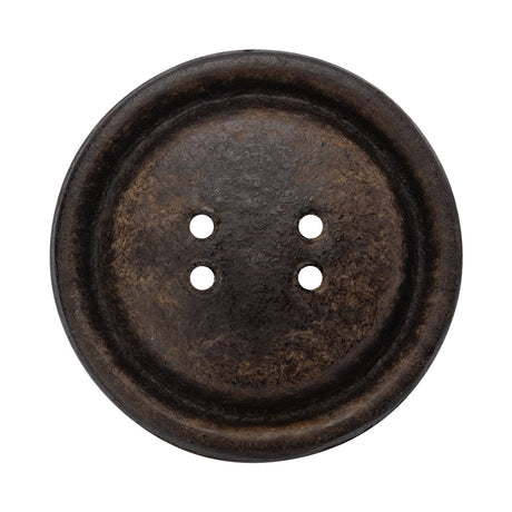 Leather 4-Hole Button - 54L/34mm - Dark Brown Dish Shaped