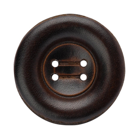 Leather 4-Hole Button - 54L/34mm - Dark Brown Dish Shaped
