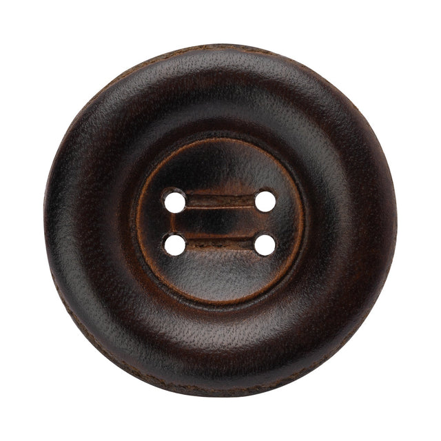 Leather 4-Hole Button - 54L/34mm - Dark Brown Dish Shaped