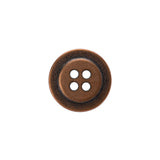 Metal 4-Hole Button - 24L/15mm - Copper