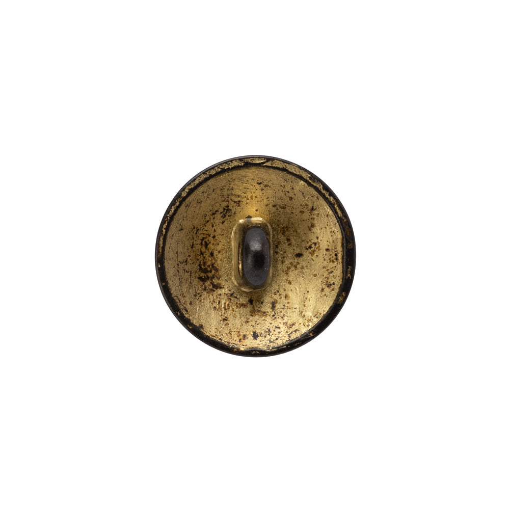 Metal Shank Back Button - 24L/15mm - Distressed Gold Crest