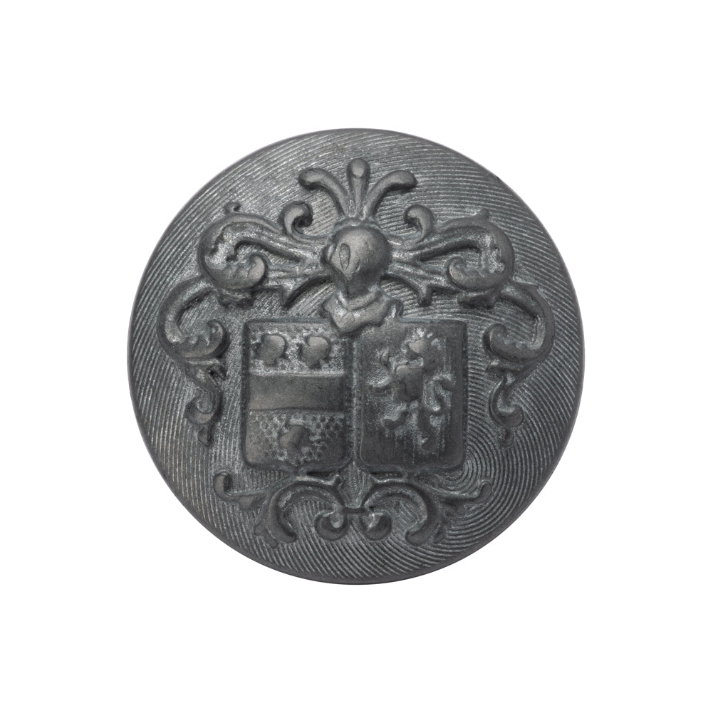Metal Shank Back Button - 40L/25.5mm - Distressed Pewter Crest
