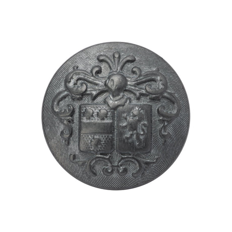Metal Shank Back Button - 40L/25.5mm - Distressed Pewter Crest