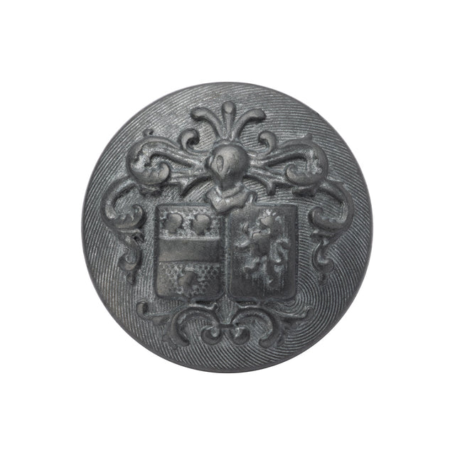Metal Shank Back Button - 40L/25.5mm - Distressed Pewter Crest