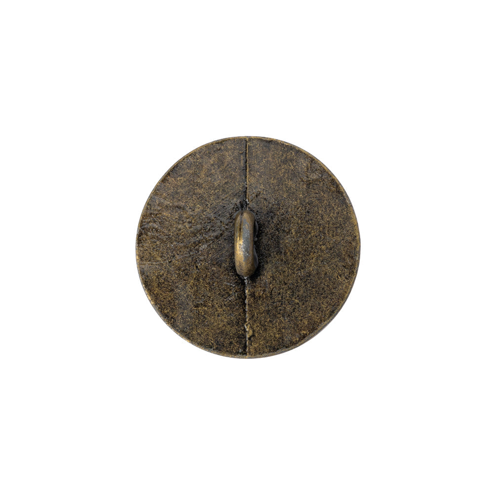 Metal Shank Back Button - 30L/19mm - Brass Flowers and Rainbows Embossed