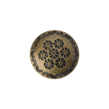 Metal Shank Back Button - 30L/19mm - Brass Flowers and Rainbows Embossed