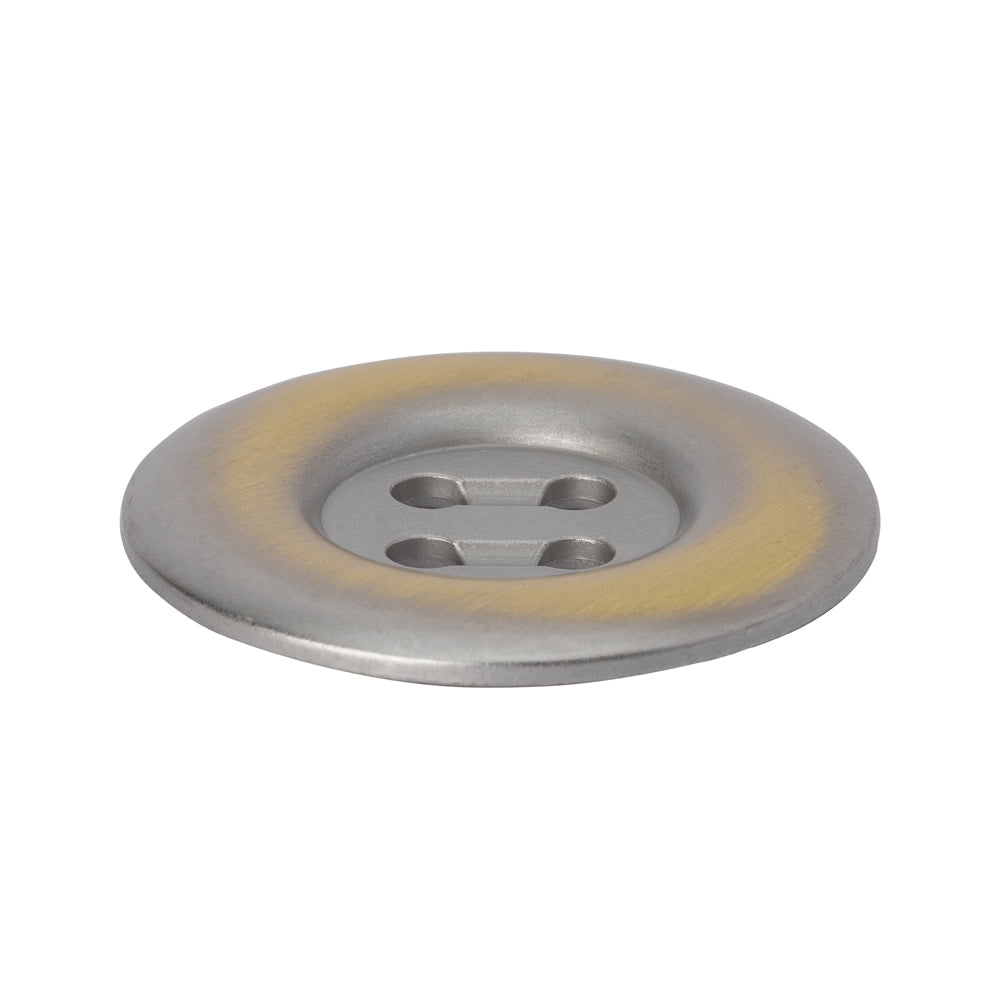Metal 4-Hole Button - 48L/30.5mm - Brushed Silver and Gold Ombre