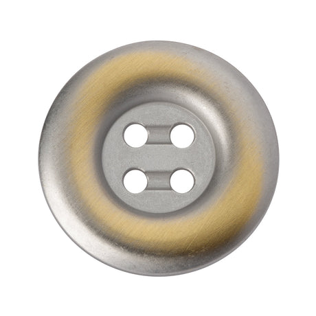 Metal 4-Hole Button - 48L/30.5mm - Brushed Silver and Gold Ombre