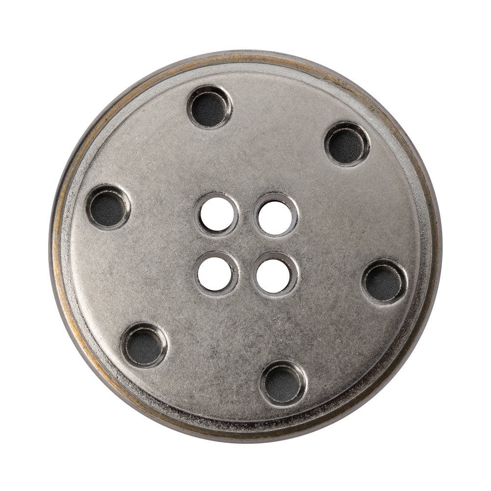 Metal 4-Hole Button - 54L/34mm - Silver and Brass Ombre Narrow Rim