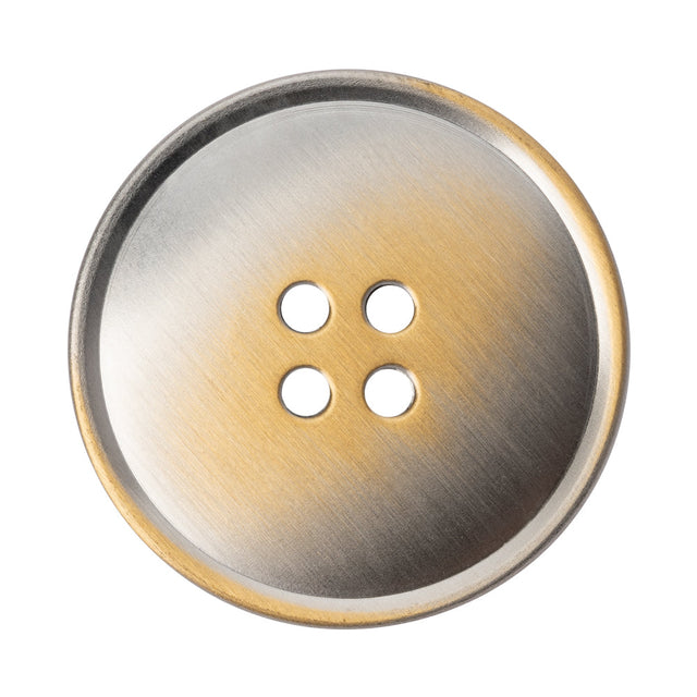 Metal 4-Hole Button - 54L/34mm - Silver and Brass Ombre Narrow Rim