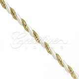 6Mm 2 Ply Twist Cords - 25 Yards (White/Gold)