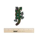 Rhinestones, Sequins and Glass Beaded Applique, 3.5" x 2.75" - Green and Gold Lizard - Alice Collection