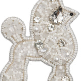Rhinestones and Glass Beaded Applique, 3.5" x 2.375" - White, Crystal and Silver Poodle - Alice Collection
