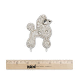 Rhinestones and Glass Beaded Applique, 3.5" x 2.375" - White, Crystal and Silver Poodle - Alice Collection