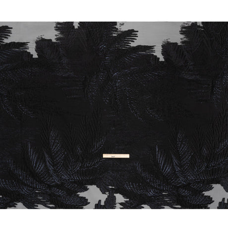Metallic Black Palm Leaves Luxury Burnout Brocade