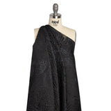 Metallic Black Palm Leaves Luxury Burnout Brocade