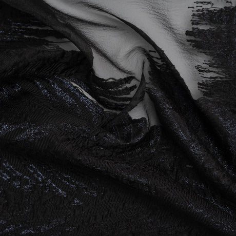 Metallic Black Palm Leaves Luxury Burnout Brocade