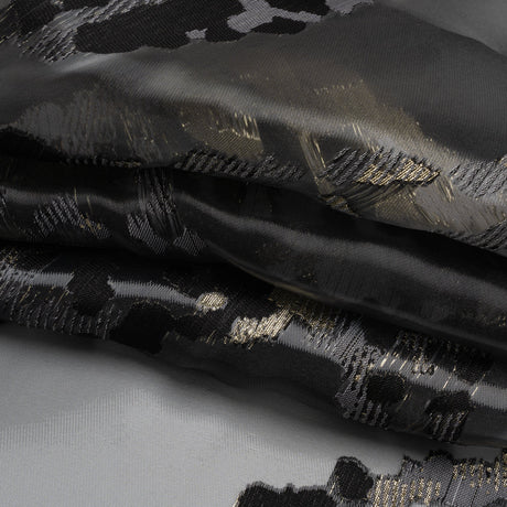 Gray, Black and Metallic Gold Abstract Luxury Burnout Brocade