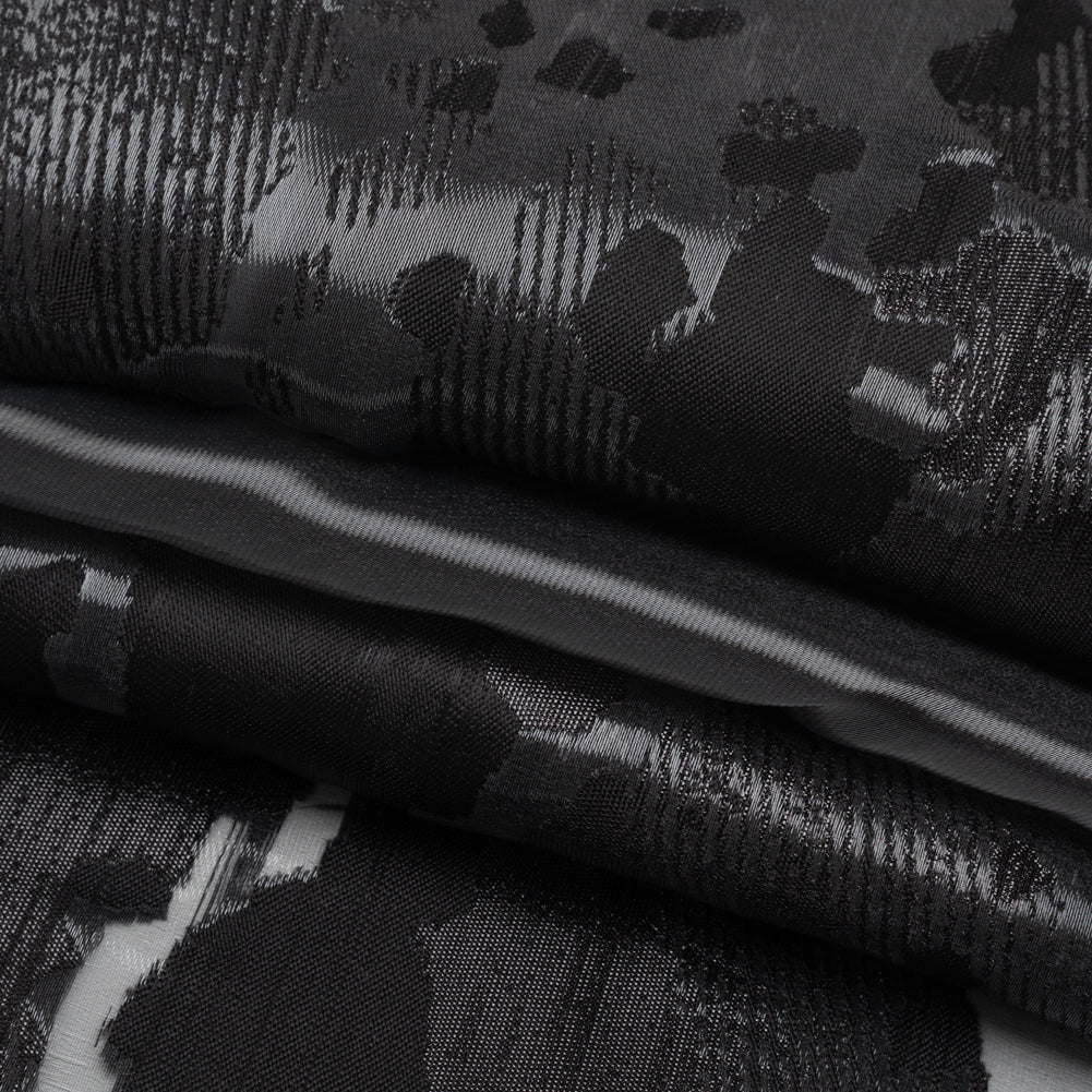 Metallic Black Abstract Luxury Burnout Brocade