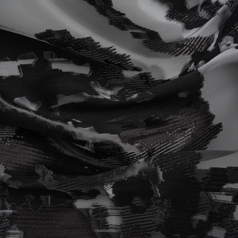 Metallic Black Abstract Luxury Burnout Brocade