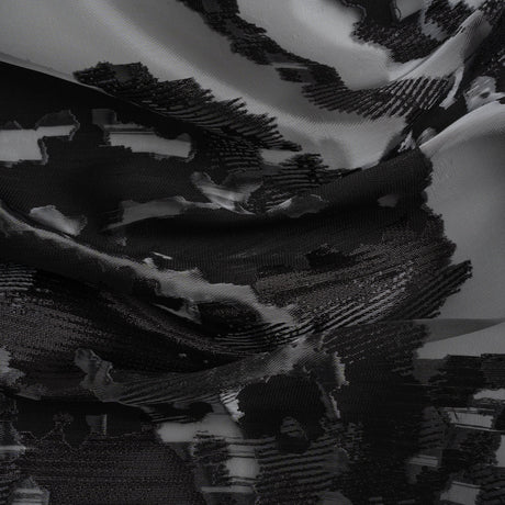 Metallic Black Abstract Luxury Burnout Brocade