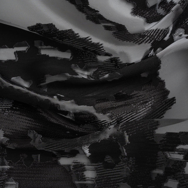 Metallic Black Abstract Luxury Burnout Brocade