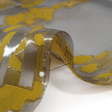 Yellow and Black Metallic Abstract Luxury Burnout Brocade