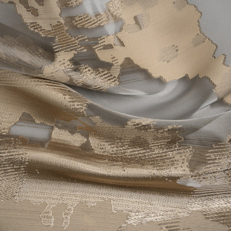 Beige and Black Metallic Abstract Luxury Burnout Brocade