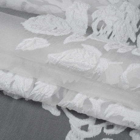 Metallic White Floral Luxury Burnout Brocade Panel