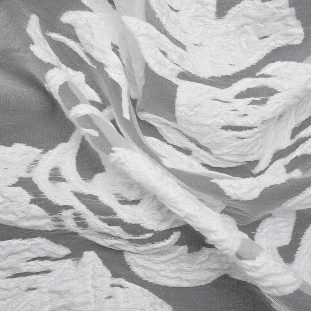 Metallic White Floral Luxury Burnout Brocade Panel