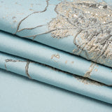 Metallic Silver, Gray and Sky Blue Fanciful Floral Luxury Brocade