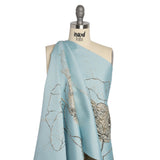 Metallic Silver, Gray and Sky Blue Fanciful Floral Luxury Brocade