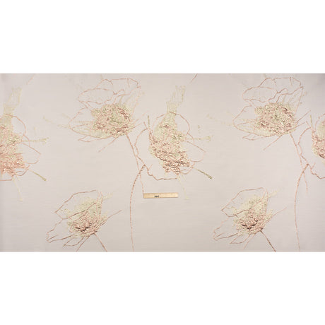 Metallic Rose Gold, Pale Gold and White Fanciful Floral Luxury Brocade