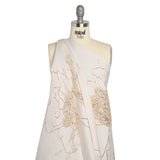 Metallic Rose Gold, Pale Gold and White Fanciful Floral Luxury Brocade