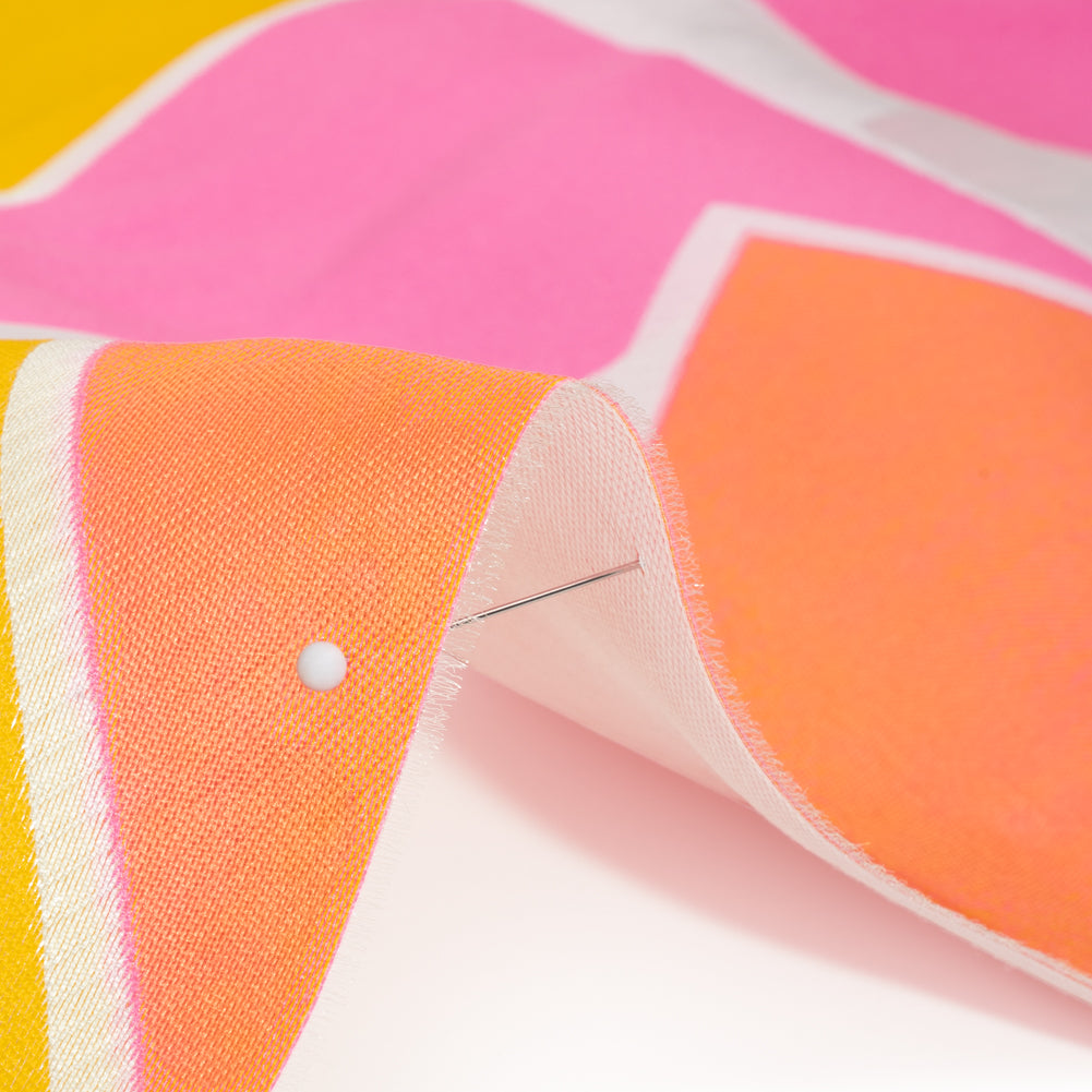 Hot Pink, Orange and Yellow Abstract Luxury Burnout Brocade