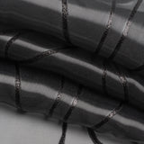 Metallic Black Flower Lines Luxury Burnout Brocade