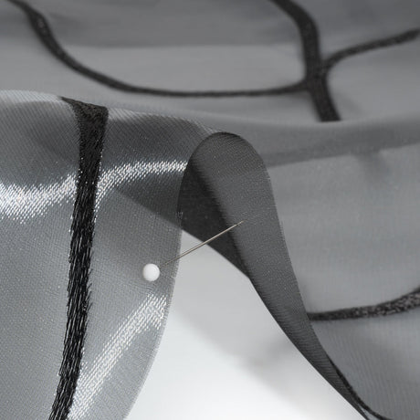 Metallic Black Flower Lines Luxury Burnout Brocade