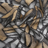 Metallic Black and Gold Big Flower Luxury Burnout Brocade Panel