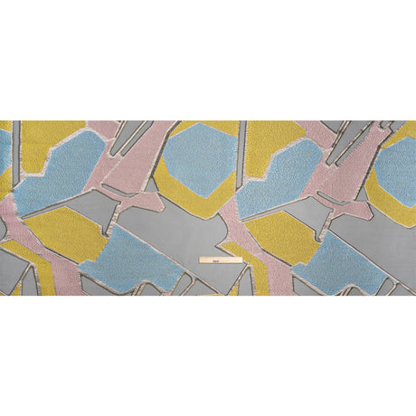 Pink, Blue and Yellow Metallic Abstractly Geometric Luxury Burnout Brocade