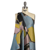 Pink, Blue and Yellow Metallic Abstractly Geometric Luxury Burnout Brocade