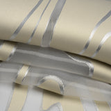 Metallic Silver and Beige Flowing Lines Luxury Burnout Brocade