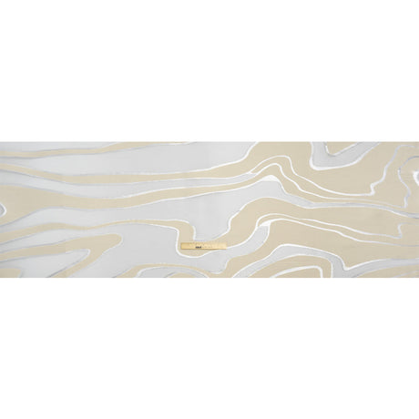Metallic Silver and Beige Flowing Lines Luxury Burnout Brocade